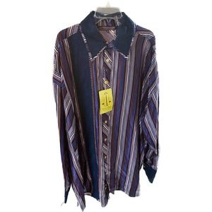 NEW SILVERSILK Purple Label 80% Silk Long Sleeve Shirt PURPLE & DENIM BLUE 5X